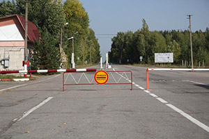 Checkpoint at the 30km zone border