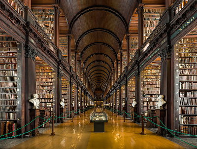 The Long Room, Trinity College Dublin, Ireland. Photo by David Iliff, CC-BY-SA 3.0