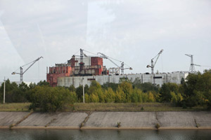 The unfinished reactors 5 and 6 of the Chernobyl nuclear power plant