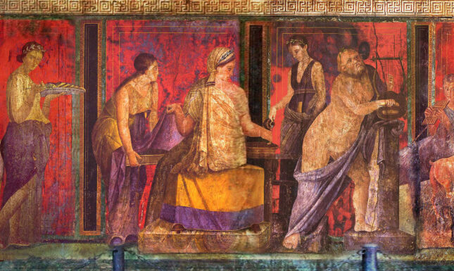 Roman fresco Villa dei Misteri Pompeii 005